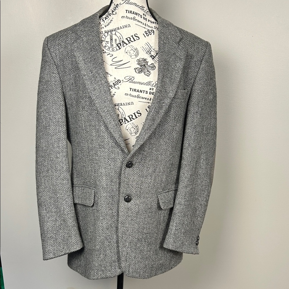 Vintage Sears Canada 100% Pure Wool Herringbone Blazer w/ Elbow‎ Patches
